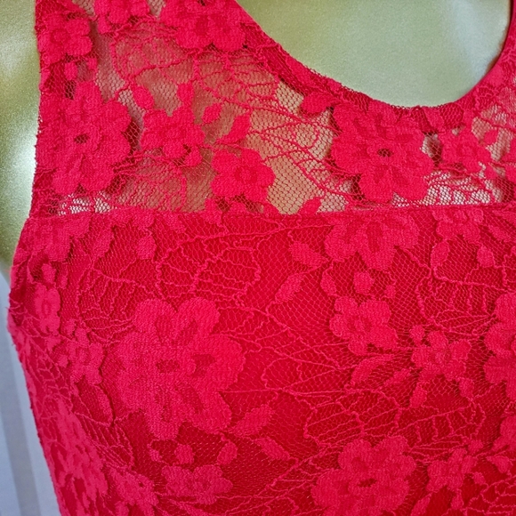Bluenotes Red Lace Dress Size M - Picture 10 of 13